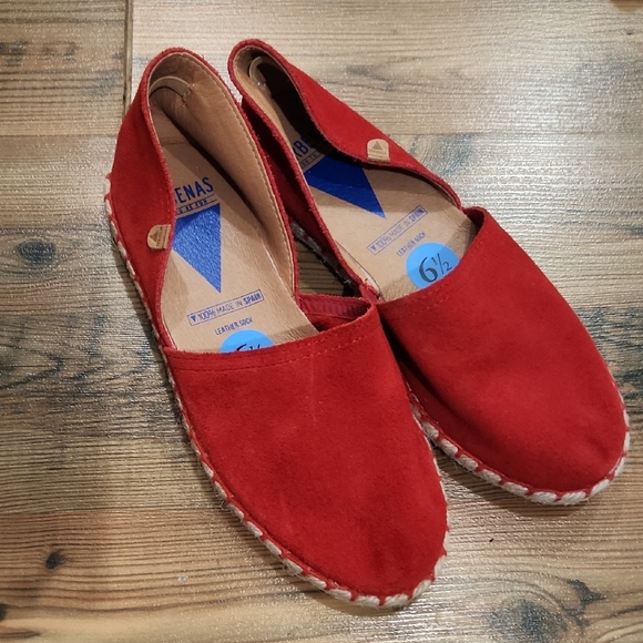Verbenas Shoes - Verbenas Europe Red Suede Espadrilles Flats Boho Casual Spring 6.5 Preppy Comfy
